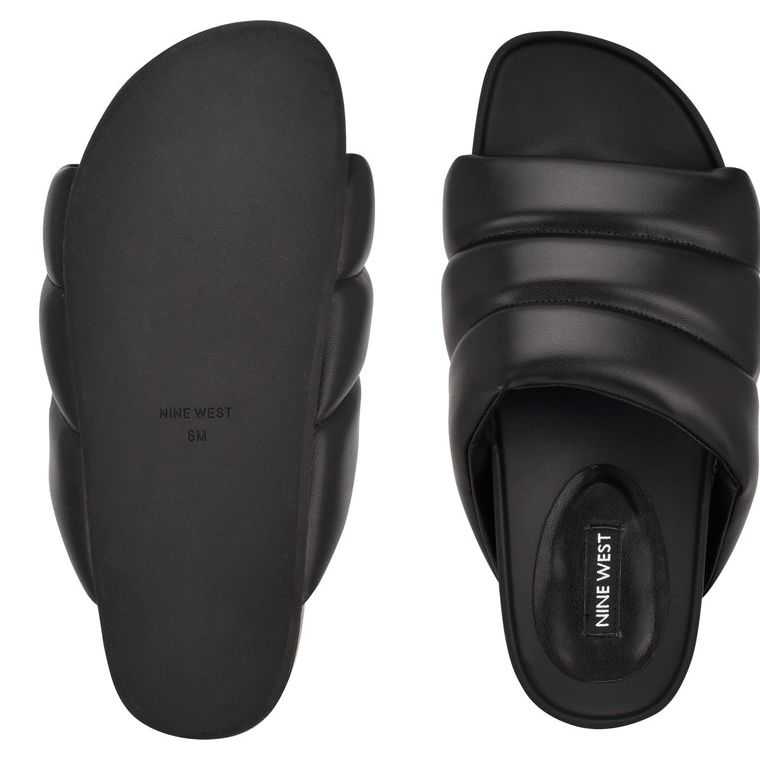 Nine West Sants Plataforma Chanclas Negras | 2634-YKMDG