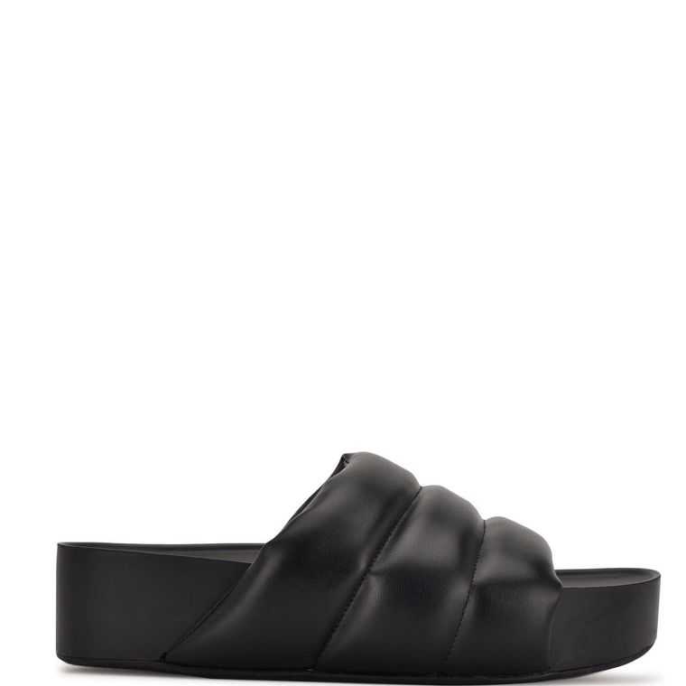 Nine West Sants Plataforma Chanclas Negras | 2634-YKMDG