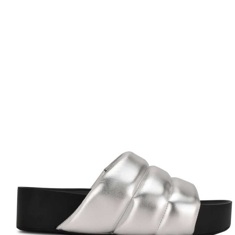 Nine West Sants Plataforma Chanclas Sandals Plateadas | 6735-CIKEV