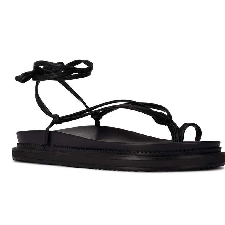 Nine West Sarest Ankle Wrap Sandals Negras | 3785-SDVNI