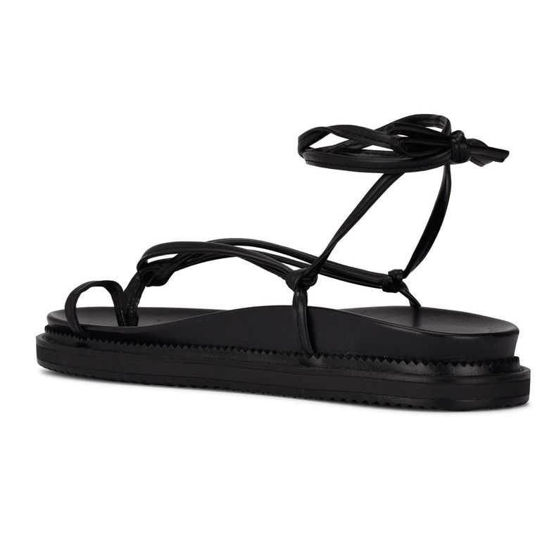 Nine West Sarest Ankle Wrap Sandals Negras | 3785-SDVNI