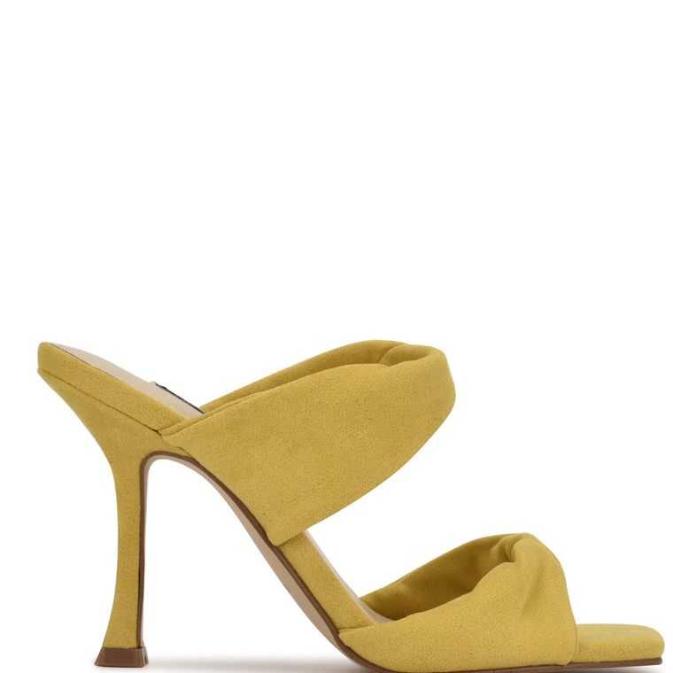 Nine West Seeya Tacón Chanclas Sandals Amarillo | 2503-TVACH