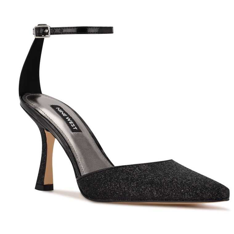 Nine West Shaply Pointy Puntera Ankle Correa Pumps Negras | 5269-PDTNM