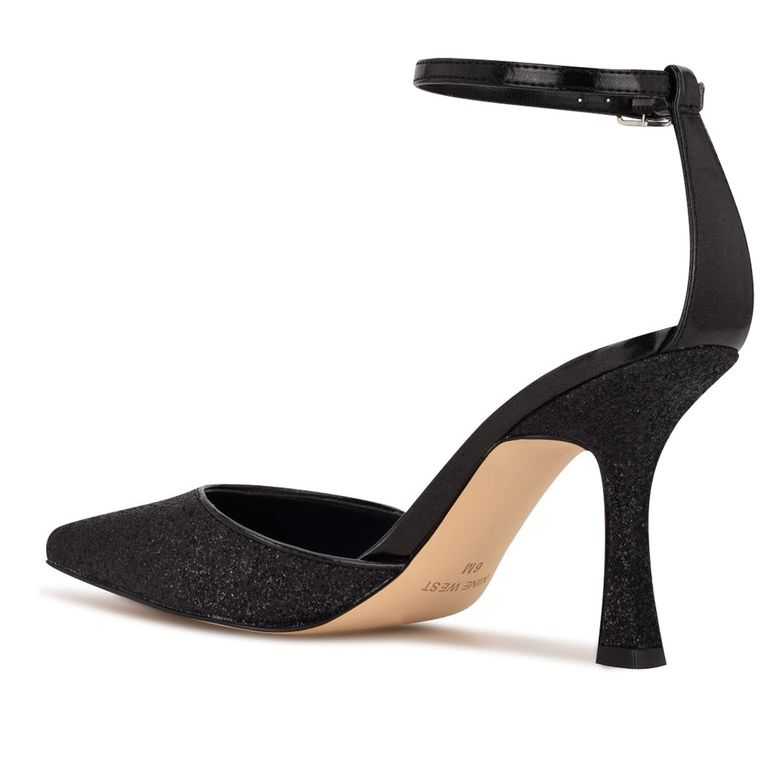 Nine West Shaply Pointy Puntera Ankle Correa Pumps Negras | 5269-PDTNM