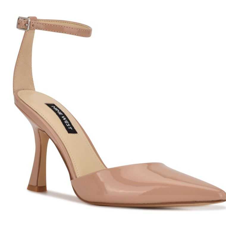 Nine West Shaply Pointy Puntera Ankle Correa Pumps Beige | 6180-UNXZI