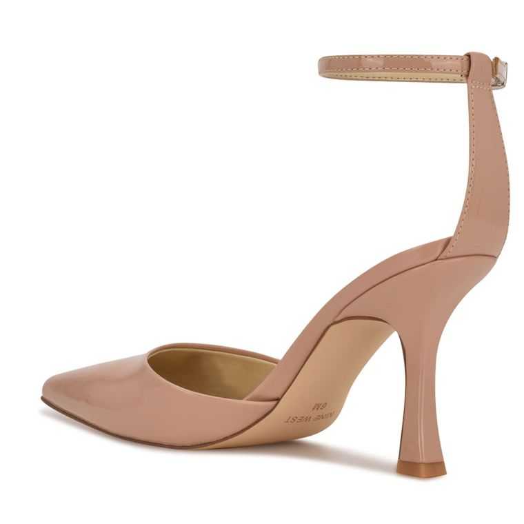 Nine West Shaply Pointy Puntera Ankle Correa Pumps Beige | 6180-UNXZI