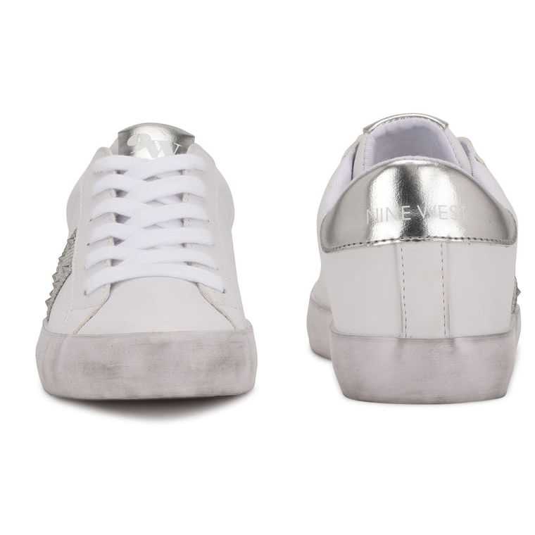 Nine West Sneaks Blancas Plateadas | 1648-XSGMQ