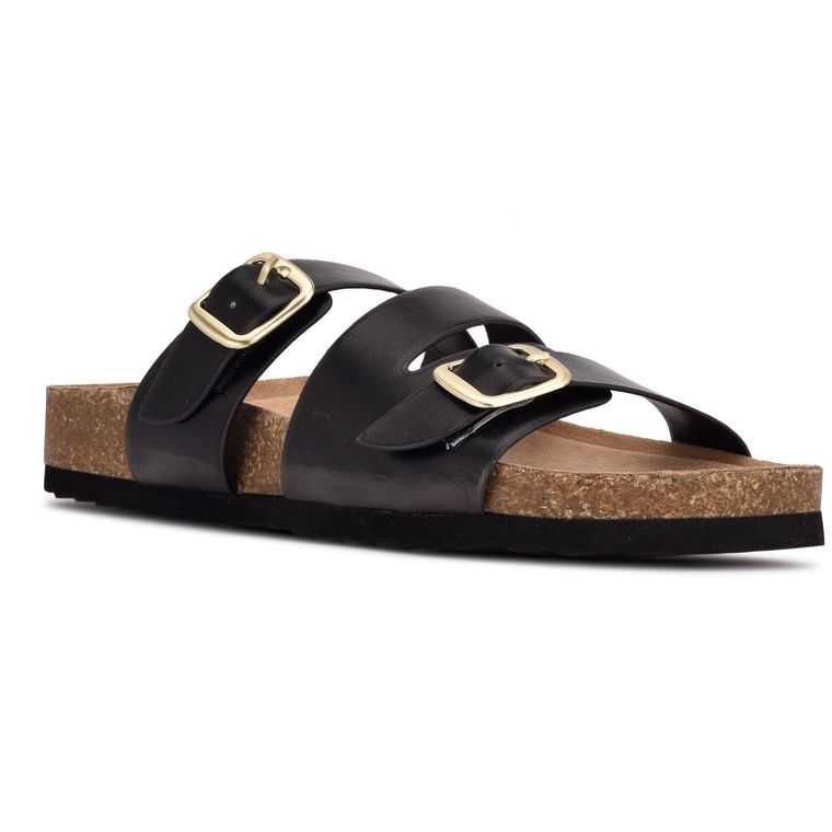 Nine West Sommie Chanclas Sandals Negras | 5138-HLUOK