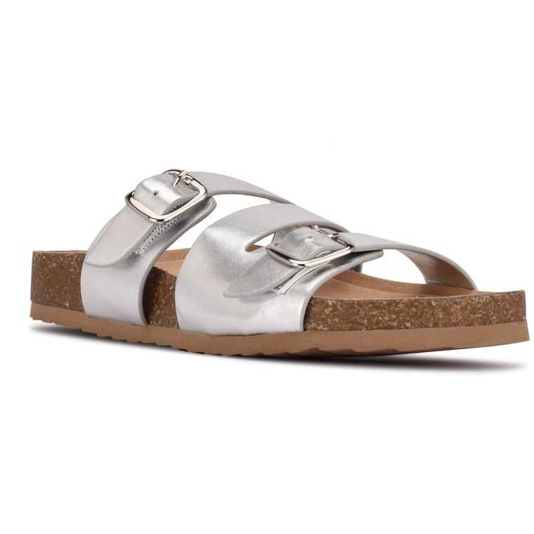 Nine West Sommie Chanclas Sandals Plateadas | 3792-DZBWV