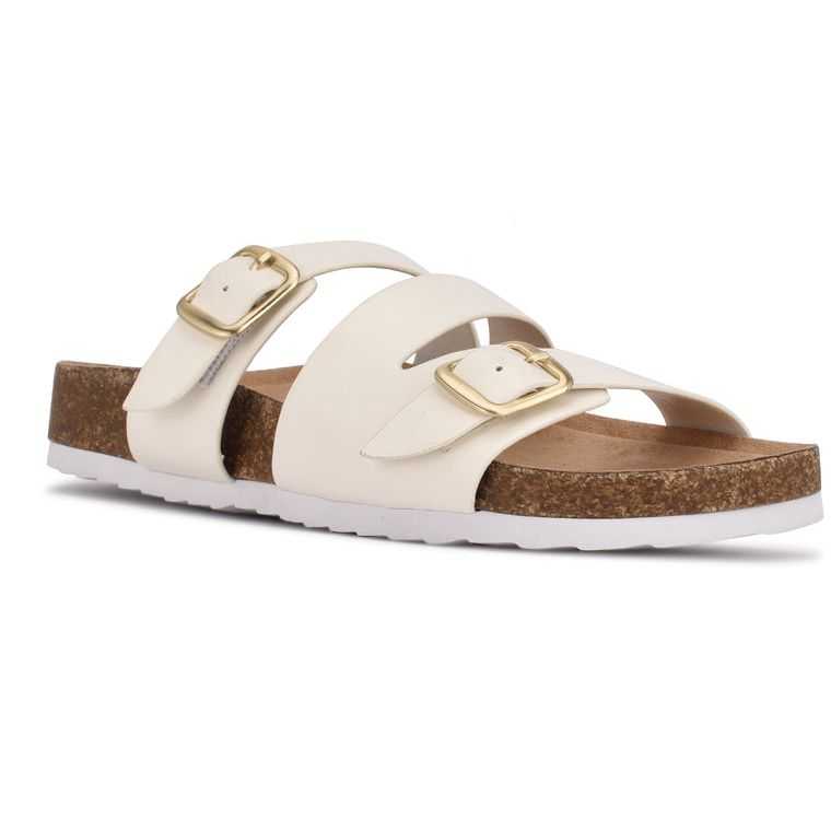 Nine West Sommie Planos Chanclas Sandals Blancas | 4859-SHWGA