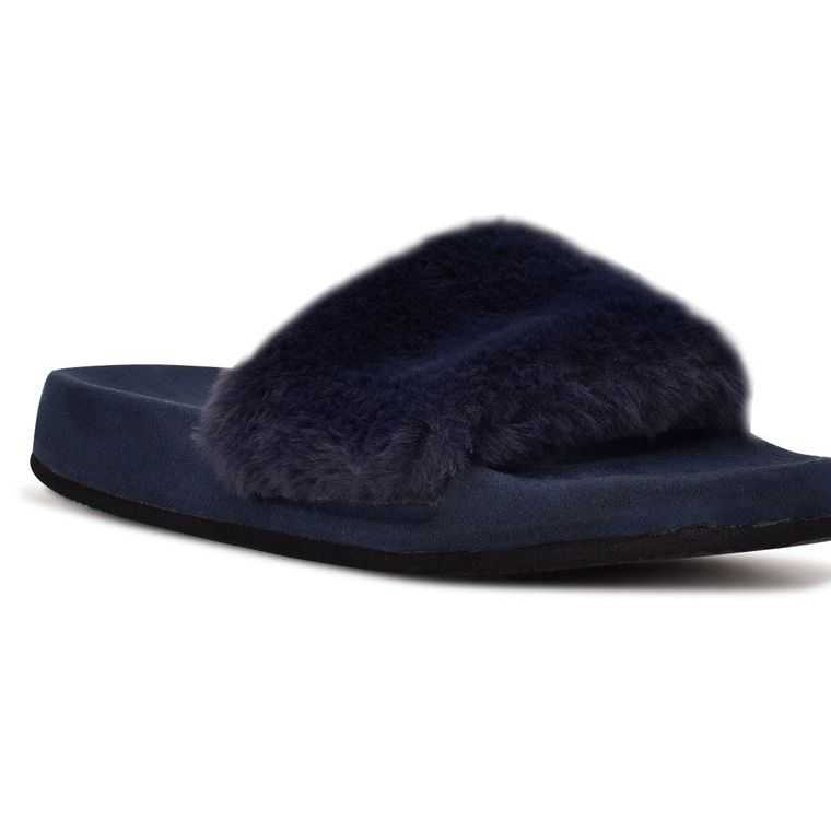 Nine West Staycozy Planos Chanclas Azul Marino | 5923-ETZJH