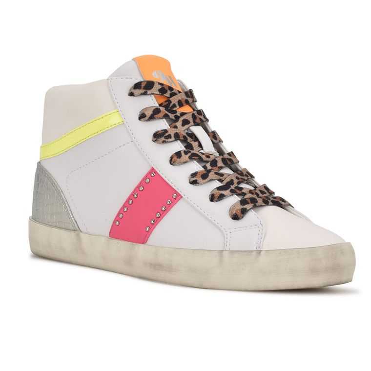 Nine West Stunnah High Top Sneakers Blancas Multicolor | 1897-PQDHR