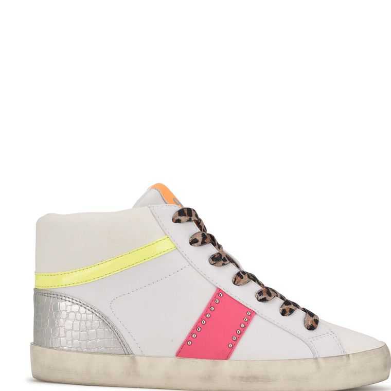 Nine West Stunnah High Top Sneakers Blancas Multicolor | 1897-PQDHR