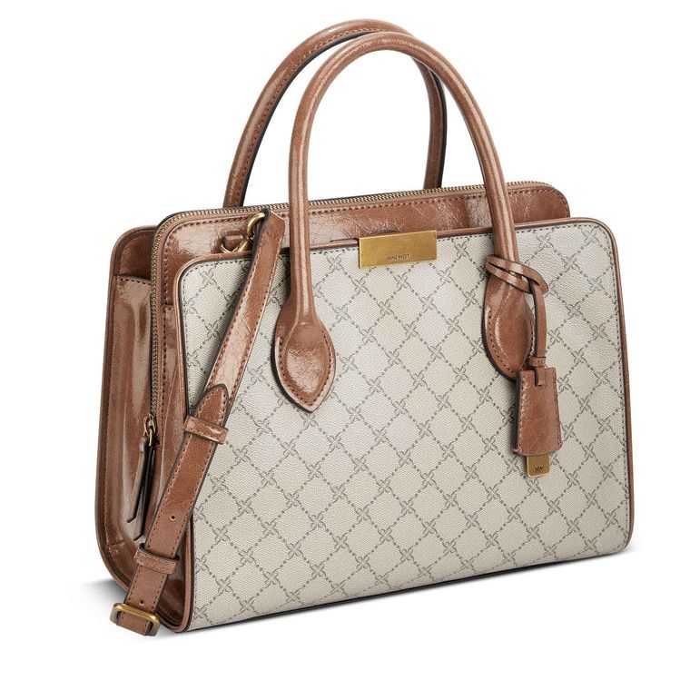 Nine West Susan Jet Set Satchel Beige Marrones | 4230-GMOQT