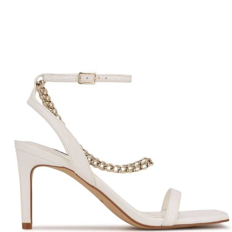 Nine West Tallo Ankle Correa Sandals Blancas | 3876-VWBYZ