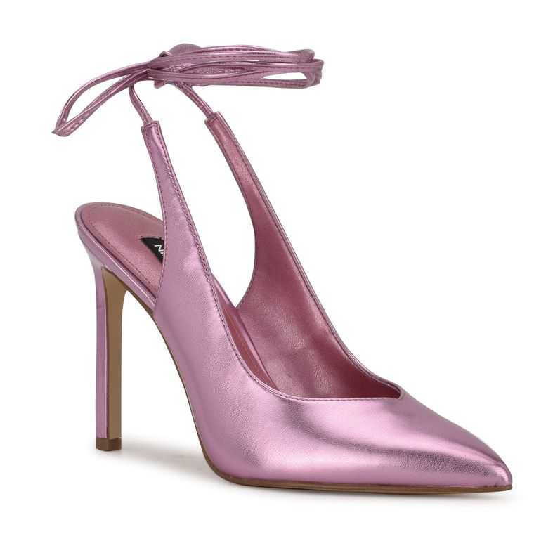 Nine West Talon Ankle Wrap Vestido Pumps Rosas Metal | 0516-YVOGP