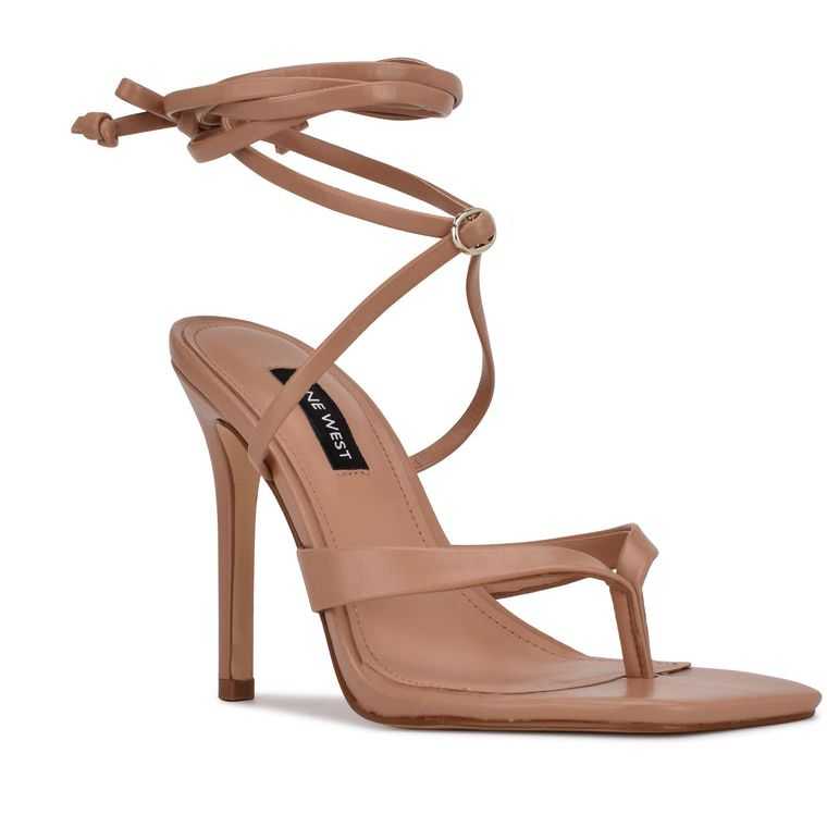 Nine West Terrie Ankle Wrap Sandals Beige | 6843-LGNHJ