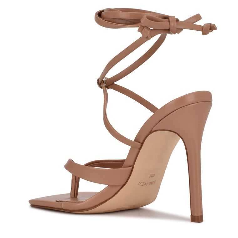 Nine West Terrie Ankle Wrap Sandals Beige | 6843-LGNHJ