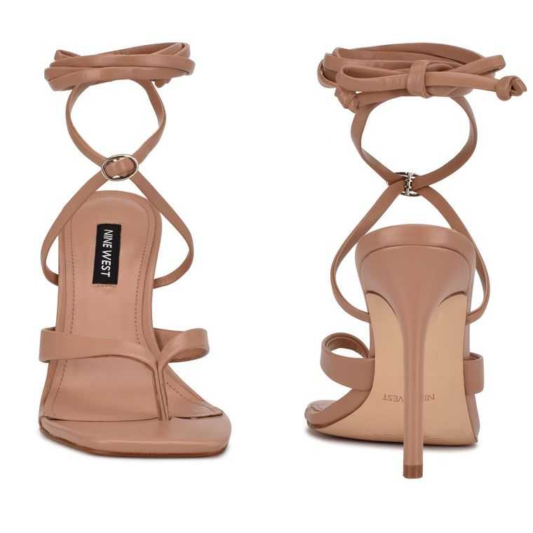 Nine West Terrie Ankle Wrap Sandals Beige | 6843-LGNHJ