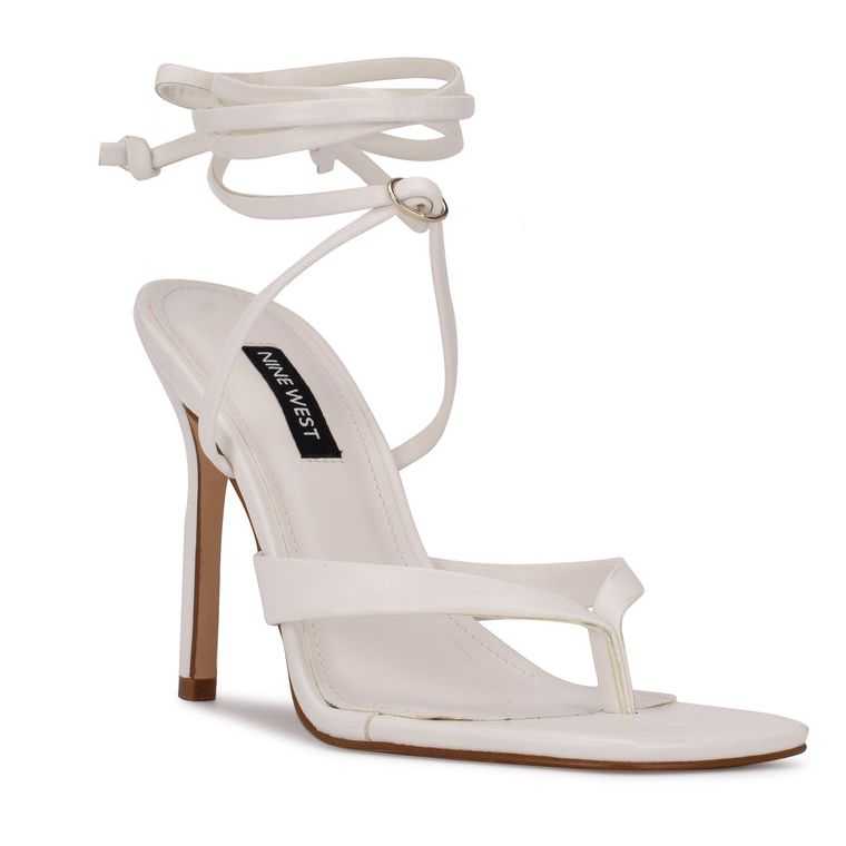 Nine West Terrie Ankle Wrap Sandals Blancas | 5276-PDIWM