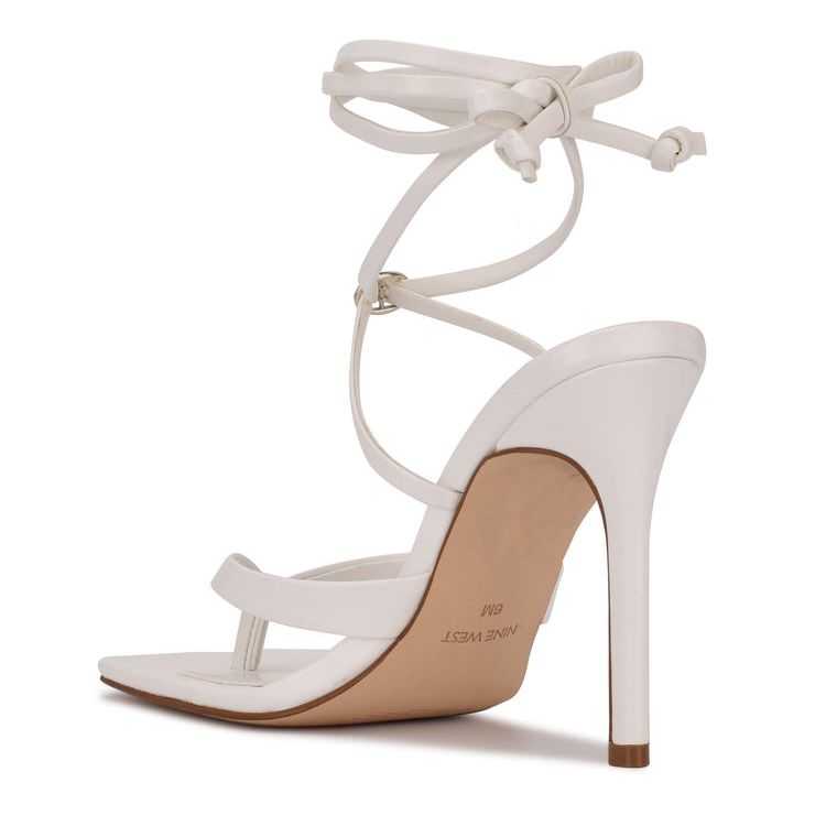 Nine West Terrie Ankle Wrap Sandals Blancas | 5276-PDIWM