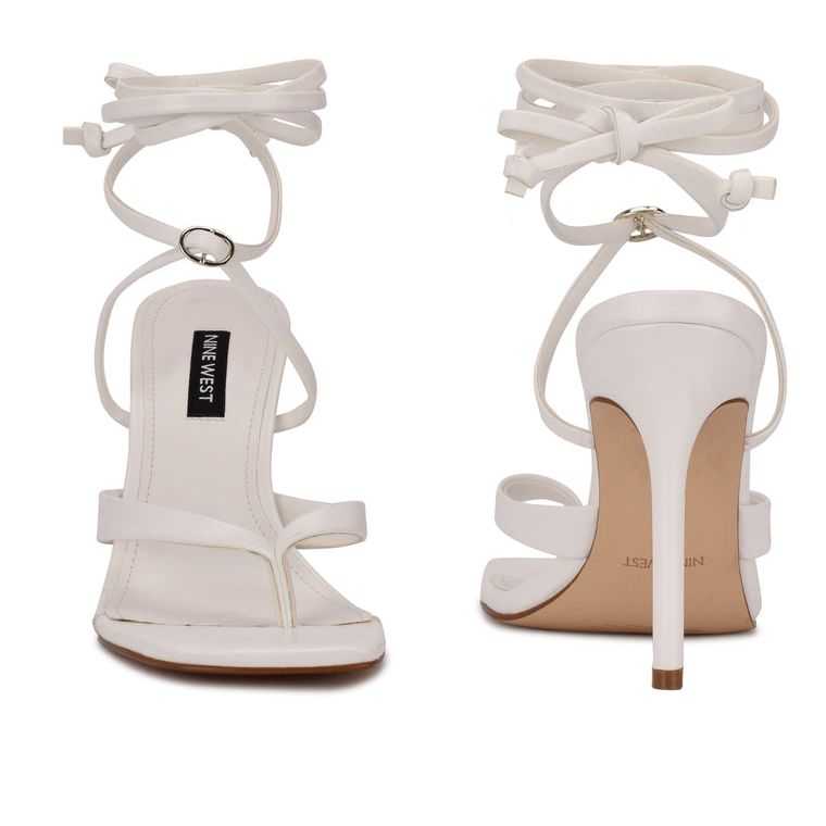 Nine West Terrie Ankle Wrap Sandals Blancas | 5276-PDIWM