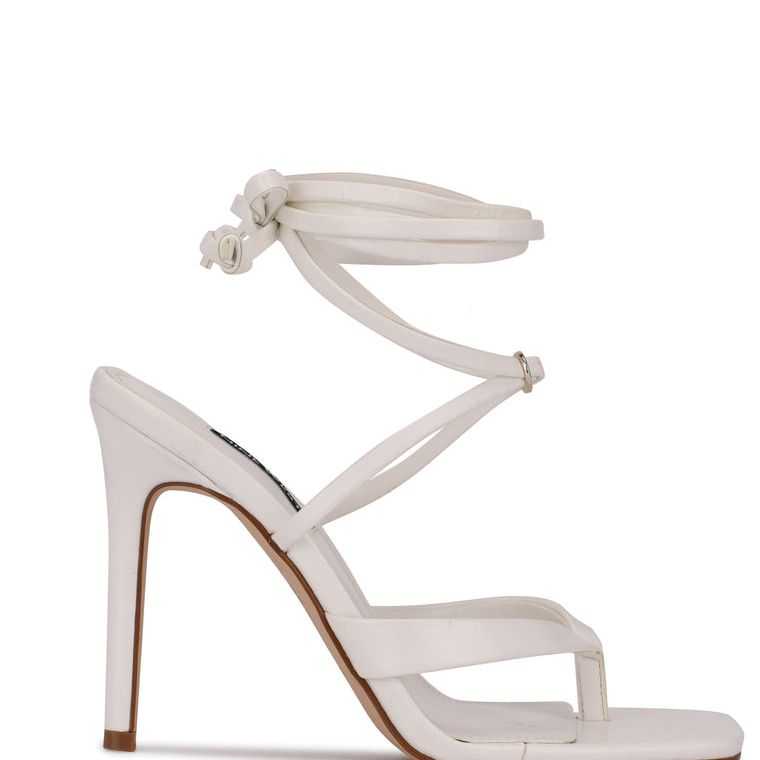 Nine West Terrie Ankle Wrap Sandals Blancas | 5276-PDIWM