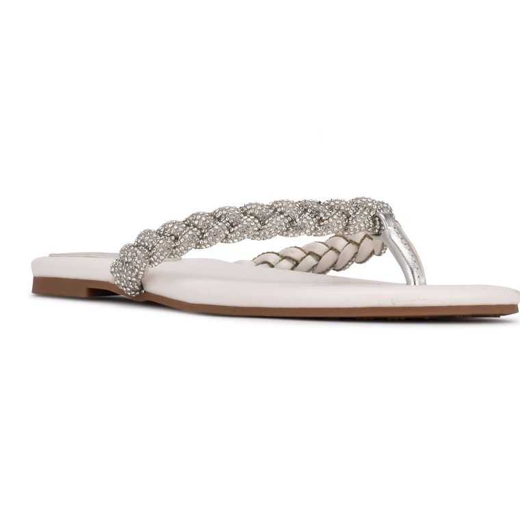 Nine West Tinee Chanclas Sandals Blancas | 4253-UBDGH