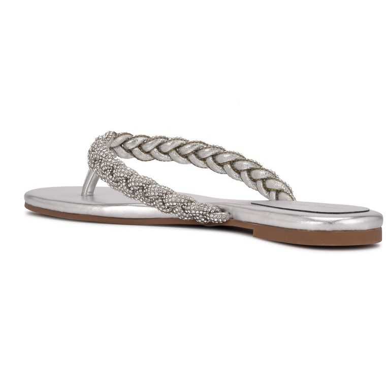 Nine West Tinee Chanclas Sandals Plateadas | 4796-EVNOM