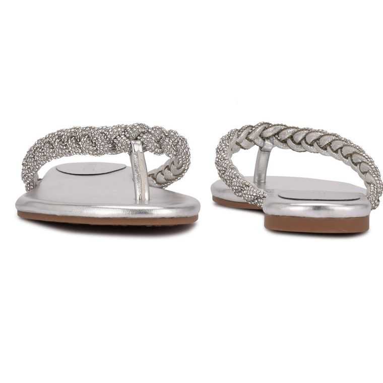 Nine West Tinee Chanclas Sandals Plateadas | 4796-EVNOM