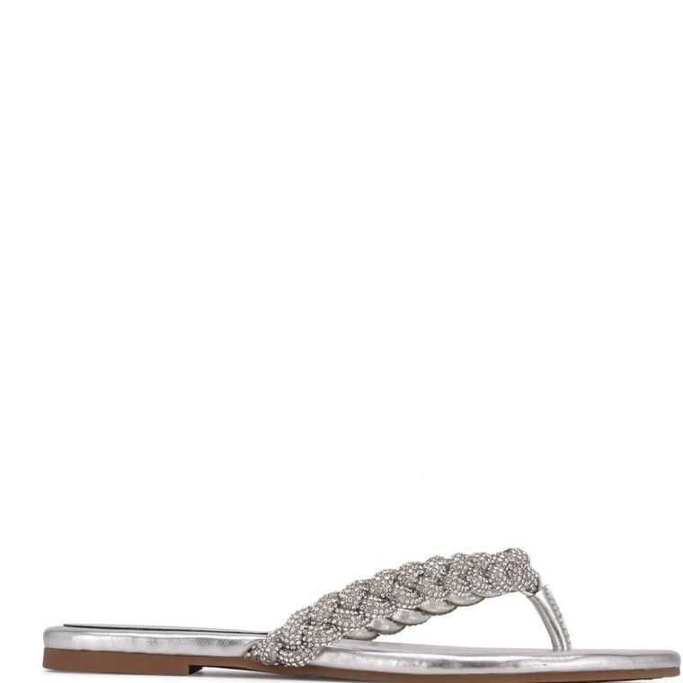 Nine West Tinee Chanclas Sandals Plateadas | 4796-EVNOM