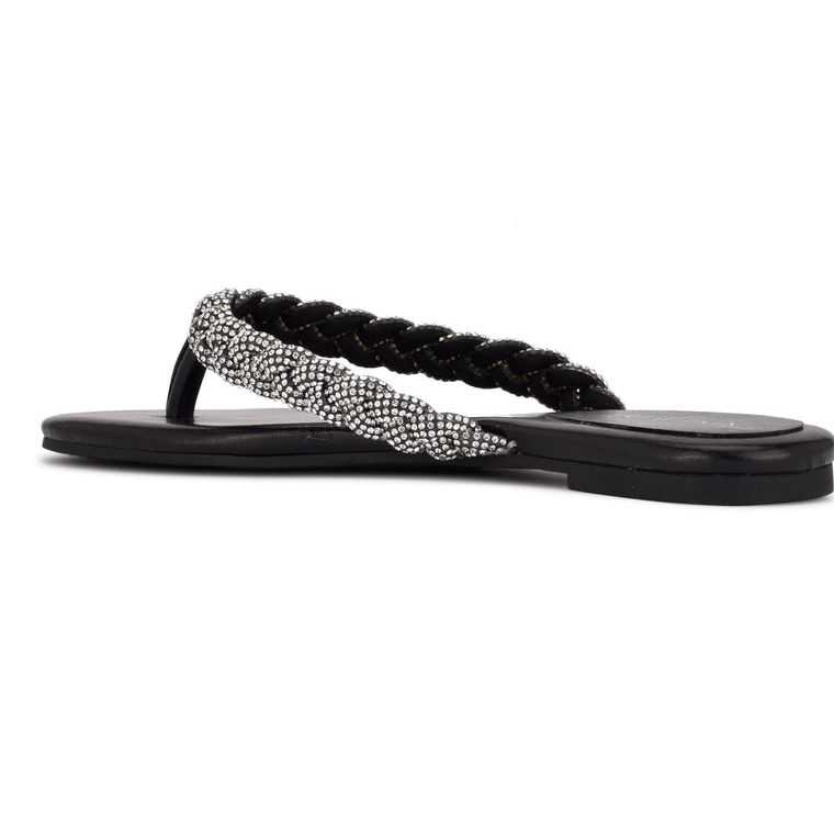 Nine West Tinee Planos Chanclas Sandals Negras | 3758-UJZYO