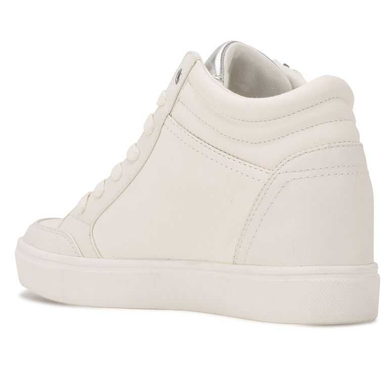 Nine West Tons High Top Hidden Wedge Blancas Plateadas | 4981-FCURX