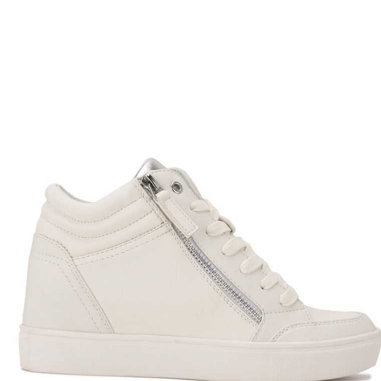 Nine West Tons High Top Hidden Wedge Blancas Plateadas | 4981-FCURX