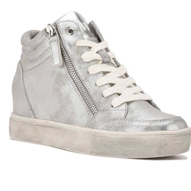 Nine West Tons High Top Hidden Wedge Plateadas | 4052-CXZLO