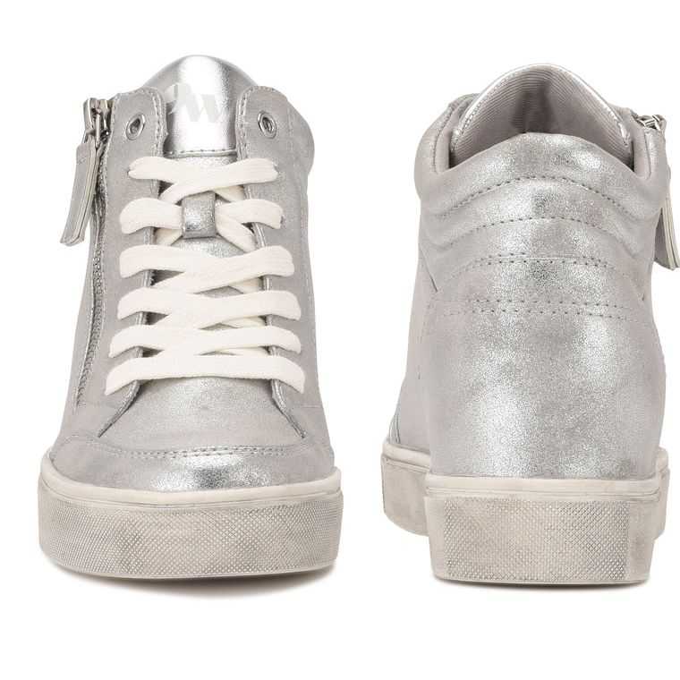 Nine West Tons High Top Hidden Wedge Plateadas | 4052-CXZLO