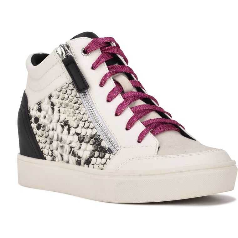 Nine West Tons High Top Hidden Wedge Sneakers Blancas Serpent | 0863-QXMEU