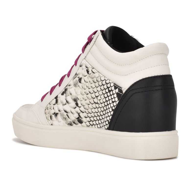 Nine West Tons High Top Hidden Wedge Sneakers Blancas Serpent | 0863-QXMEU