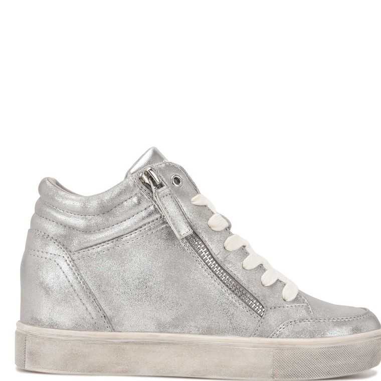 Nine West Tons High Top Hidden Wedge Sneakers Plateadas | 6741-HWUTB