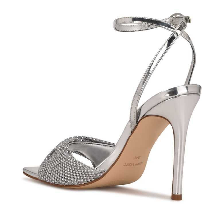 Nine West Twinkle Tacón Vestido Sandals Plateadas | 4251-ENWUK