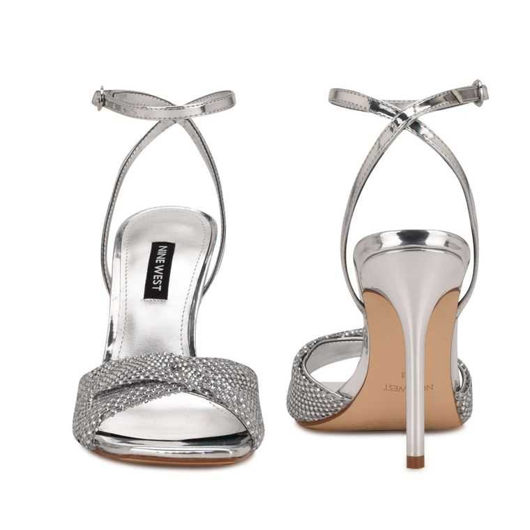 Nine West Twinkle Tacón Vestido Sandals Plateadas | 4251-ENWUK