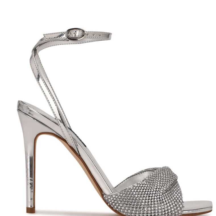 Nine West Twinkle Tacón Vestido Sandals Plateadas | 4251-ENWUK