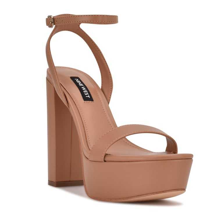 Nine West Uknow Plataforma Vestido Sandals Marrones Claro | 5314-ZJUXD