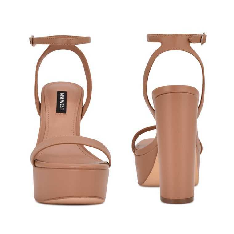 Nine West Uknow Plataforma Vestido Sandals Marrones Claro | 5314-ZJUXD