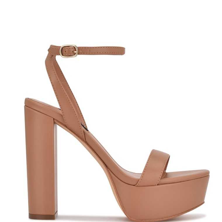 Nine West Uknow Plataforma Vestido Sandals Marrones Claro | 5314-ZJUXD