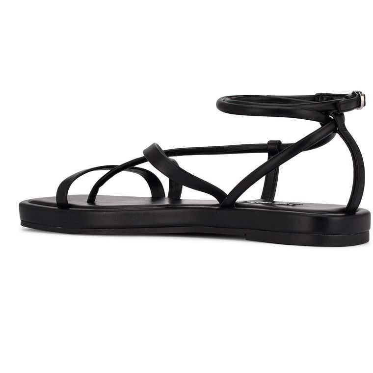 Nine West Waren Tiras Planos Negras | 6412-AROIU