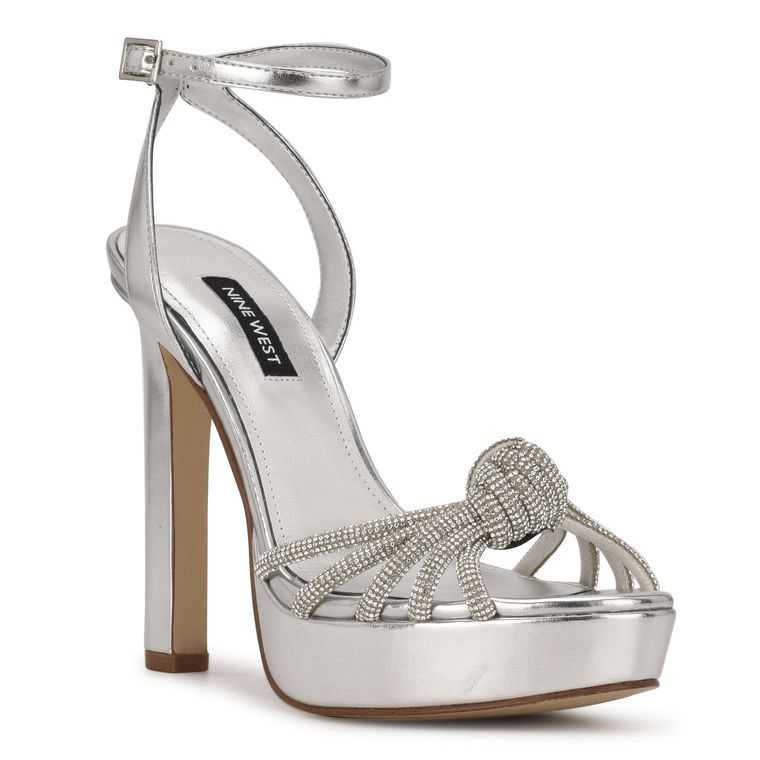 Nine West Wowzz Plataforma Vestido Sandals Plateadas | 1657-RUCAT