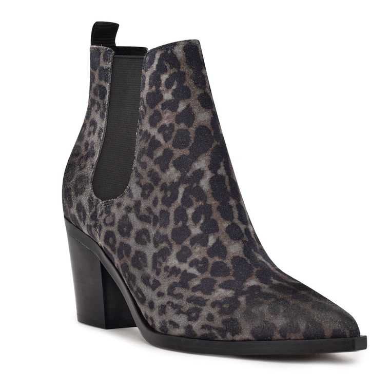 Nine West Wyllis Block Booties Gris Leopardo | 5397-YHQEK