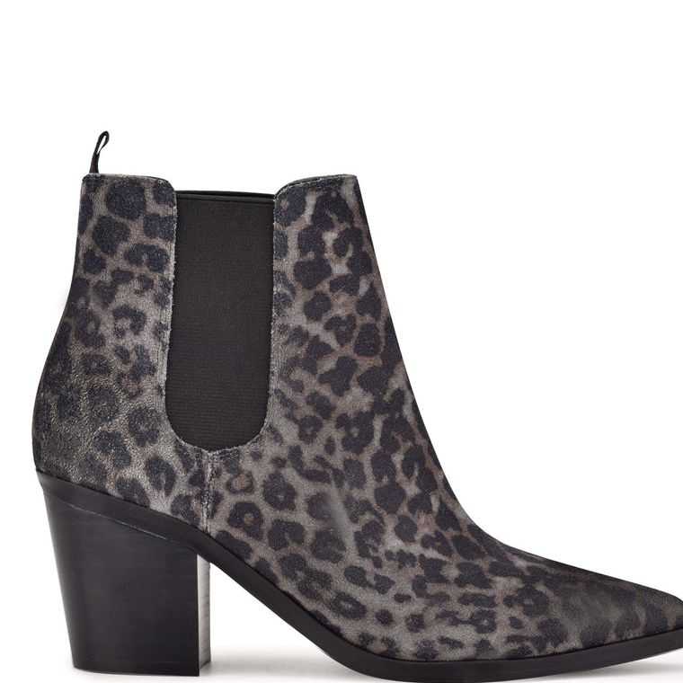 Nine West Wyllis Block Booties Gris Leopardo | 5397-YHQEK