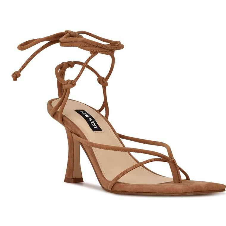 Nine West Yarin Ankle Wrap Tacón Marrones | 7196-MSYNB